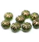 7x10mm Olivine bronze crueller rondelle Czech glass beads - 8Pc