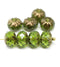 7x10mm Olivine bronze crueller rondelle Czech glass beads - 8Pc