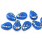 13x10mm Large flat blue puffy drops czech glass beads 10Pc