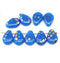 13x10mm Large flat blue puffy drops czech glass beads 10Pc