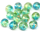 6x9mm Blue green Czech glass rondelle beads - 15Pc
