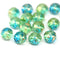 6x9mm Blue green Czech glass rondelle beads - 15Pc