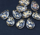 13x10mm Large flat golden flakes puffy drops czech glass beads 10Pc