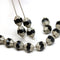 8x6mm Black cathedral silver ends czech glass barrel Fire polished beads, 15Pc