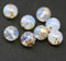 10mm Opal white round druk Czech glass pressed beads golden flakes - 8pc