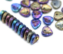 9mm Rustic metallic heart shaped triangle leaf czech glass, 30pc