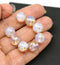 10mm Opal white round druk Czech glass pressed beads golden flakes - 8pc