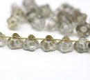 7mm Grey luster button style flower beads, 25pc