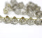 7mm Grey luster button style flower beads, 25pc