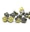 7mm Gold silver metallic button style flower beads, 15pc