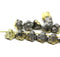 7mm Gold silver metallic button style flower beads, 15pc