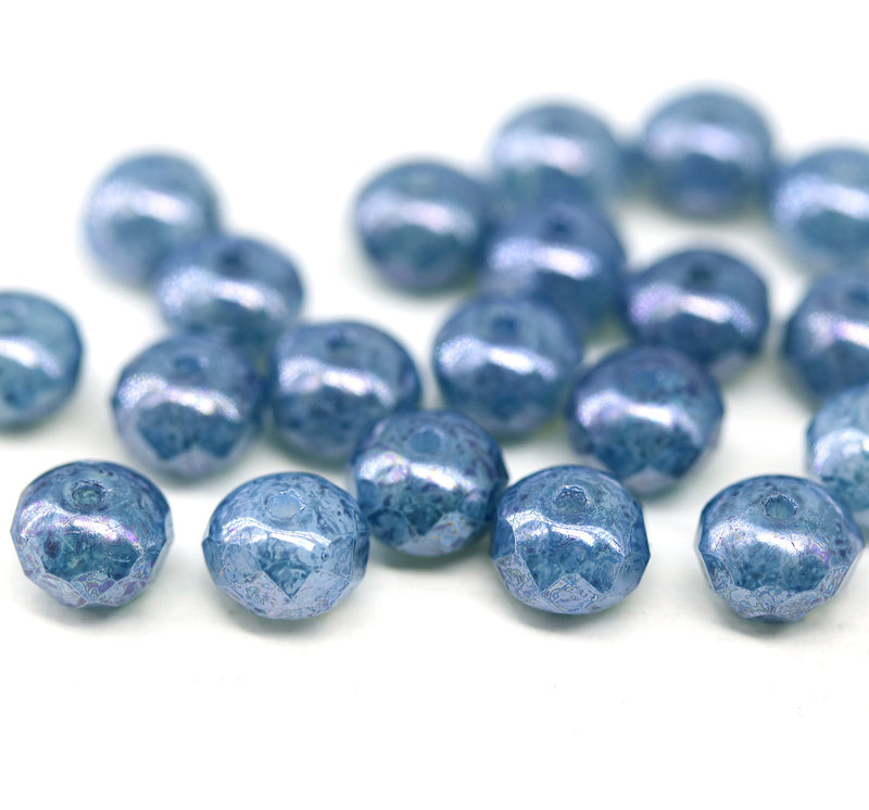 5x7mm Blue montana Czech glass fire polished rondelle beads, 20pc