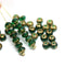 3x5mm Emerald green rondelle Czech glass beads, gold ends - 40pc