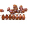 6x9mm Dark orange brown frosted teardrops Czech glass AB finish, 20pc