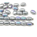 7x5mm Silver czech glass rice oval beads 30pc