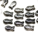 10x6mm Black czech glass fish beads, 20pc