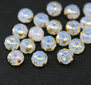 5x7mm Opal white gold flakes Czech glass rondelle spacers, 20pc