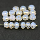 5x7mm Opal white gold flakes Czech glass rondelle spacers, 20pc