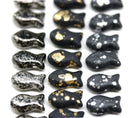 10x6mm Black czech glass fish beads, 20pc