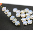 5x7mm Opal white gold flakes Czech glass rondelle spacers, 20pc