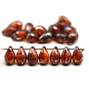 6x9mm Dark orange teardrops Czech glass silver finish, 20pc