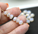 5x7mm Opal white gold flakes Czech glass rondelle spacers, 20pc