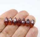 6x9mm Dark orange teardrops Czech glass silver finish, 20pc