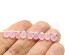 5x7mm Frosted rose pink glass drops, czech teardrop beads - 30pc