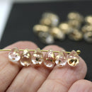 6x9mm Clear gold flakes czech glass teardrop beads, 20pc