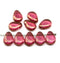 13x10mm Large flat pink puffy drops czech glass beads 10Pc