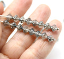 6mm Fancy small bicone beads light grey metallic luster 50Pc