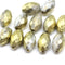 12x8mm Gray barrel golden flakes Czech glass fire polished oval beads, 6Pc