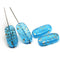 25x12mm Large oval aqua blue flat czech glass beads with ornament - 4pc