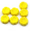 14mm Yellow pansy flower, Czech glass flat daisy pressed beads - 8Pc