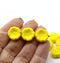 14mm Yellow pansy flower, Czech glass flat daisy pressed beads - 8Pc