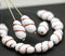 16x9mm White Czech glass oval barrel beads, 10Pc