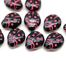 14x11mm Black ladybug Czech glass beads 15pc per color