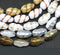 16x9mm White Czech glass oval barrel beads, 10Pc
