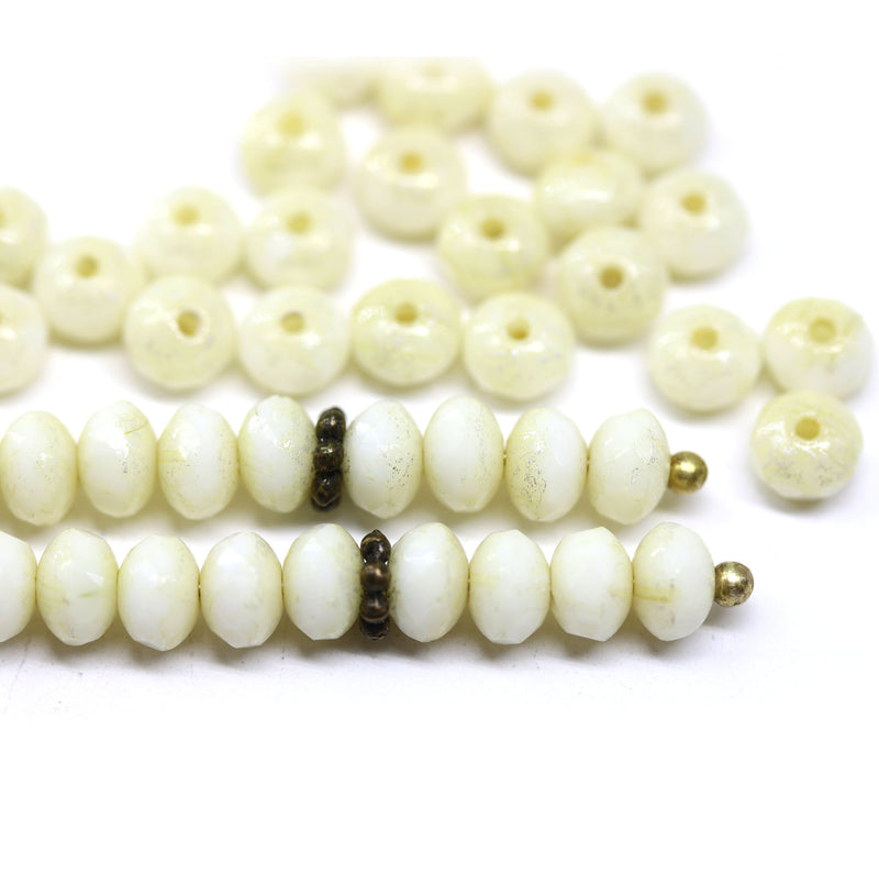 3x5mm Pale yellow czech glass beads spacers, luster - 40pc