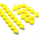 6mm Bright yellow heart czech glass beads - 30pc