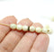 6mm White golden wash fire polished round czech glass beads, 20Pc