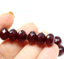 7x11mm Very dark red rondelle Czech glass beads fire polished, 8pc