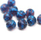 10mm Dark purple blue wash round czech glass druk beads, 10pc