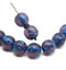 10mm Dark purple blue wash round czech glass druk beads, 10pc