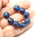 10mm Dark purple blue wash round czech glass druk beads, 10pc