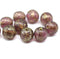 10mm Dark purple gold wash round czech glass druk beads, 10pc