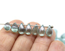 6x9mm Blue green czech glass teardrop beads 30pc