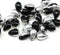 6x9mm Black silver czech glass top drilled teardrops 30pc