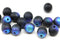 8mm Black with AB rustic finish round czech glass druk beads, 15Pc