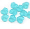 11x13mm Frosted blue czech glass maple leaf beads, 10pc